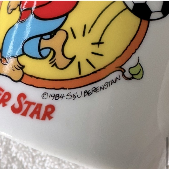 Vintage 1984 S. J. Berenstain Brother Bear Soccer Star Ceramic Coffee Mug Rare - Picture 9 of 9